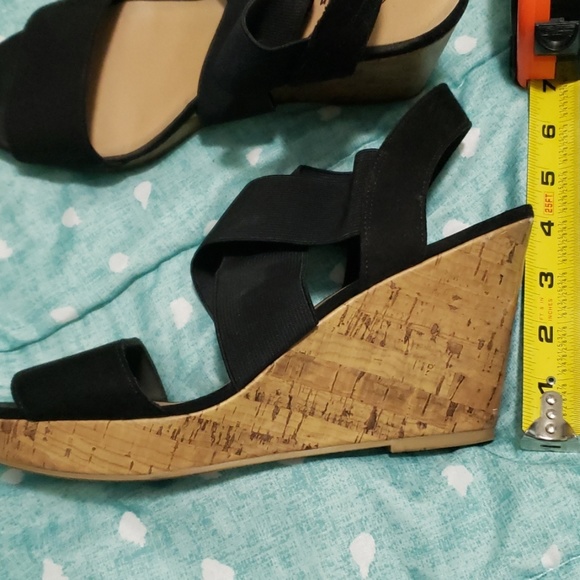 Platform black stretch sandal heels - Picture 3 of 4